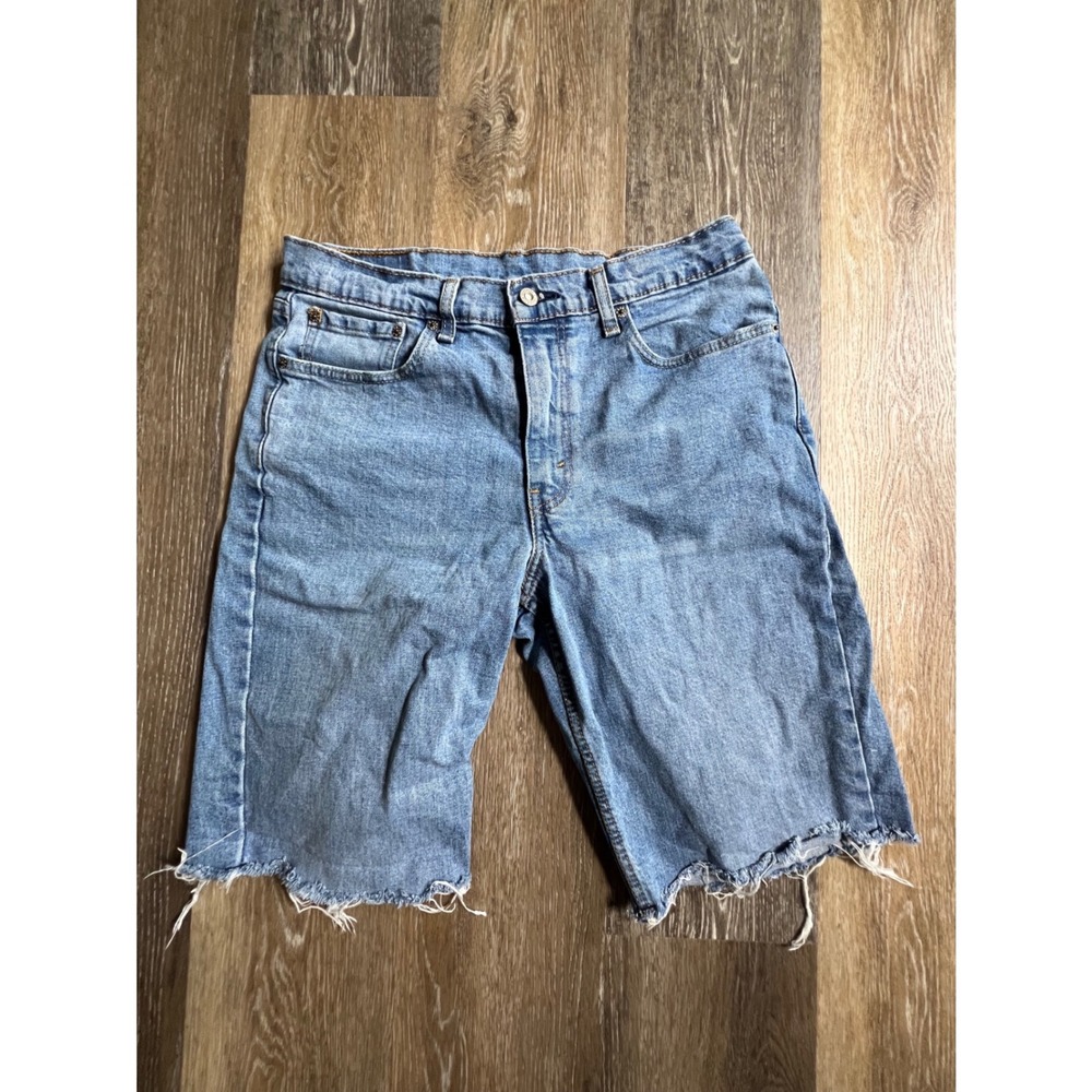Levi's 511 Slim‎ Fit Denim Shorts Mens 33 Blue Good Raw Hem Cutoff Jorts